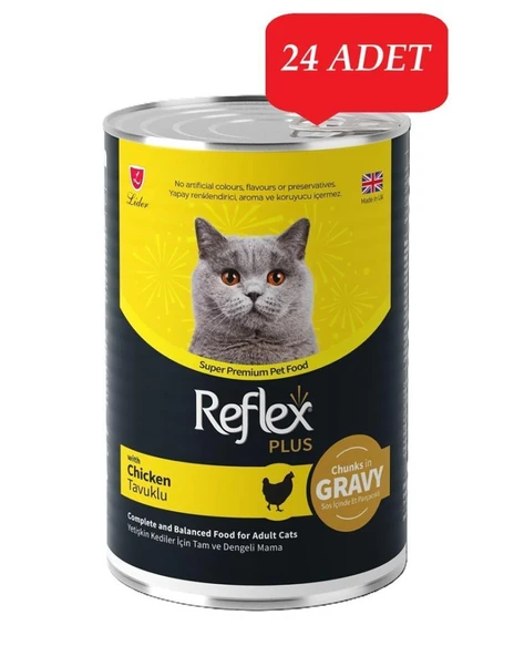 Reflex Plus Tavuklu Parça Etli Yetişkin Kedi Konservesi 400 gr 24 Adet ürün görseli 1