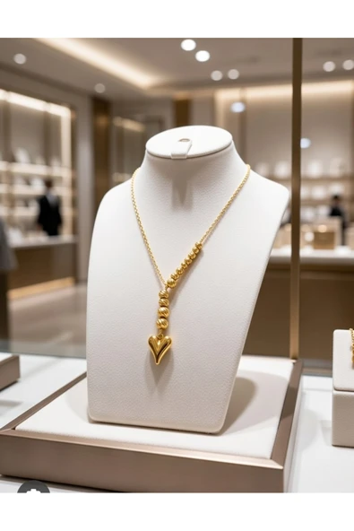 Jadem Gold Çelik kalpli kolye - Resim 7