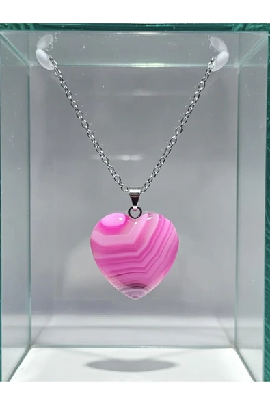Jadem Gold Pembe Akik Doğaltaş Kolye ürün görseli 1