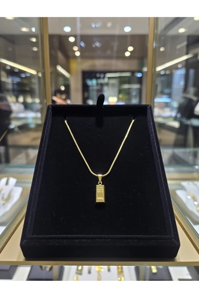Jadem Gold 22 K Altın Kaplamalı Külçe Çelik Kolye ürün görseli 1