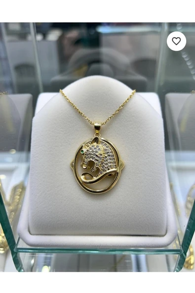 Jadem Gold Paslanmaz Çelik Gold Zirkon Taşlı Figürlü Kolye ürün görseli 1