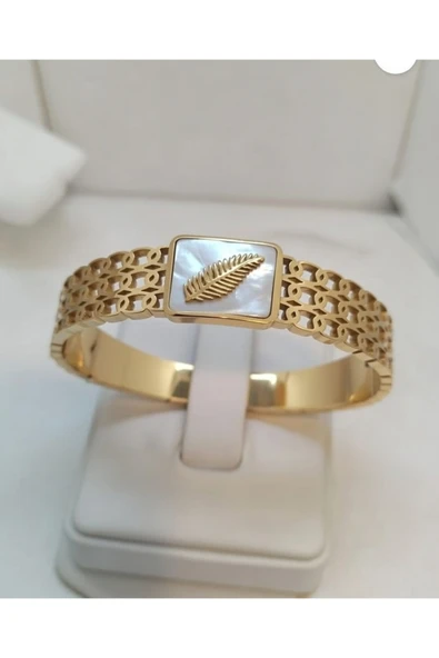 Jadem Gold Sedefli Çelik Gold Renkli Kelepçe ürün görseli 1