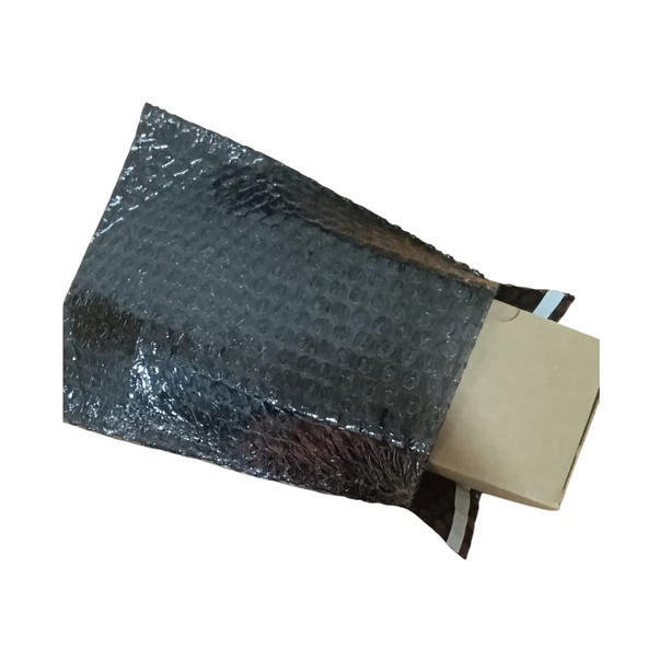 Siyah Bantlı Baloncuklu Torba, Balonlu Patpat Torba  15Cm (En) X 20Cm (Boy) + 5Cm (Kapak) 10 Adet ürün görseli 1