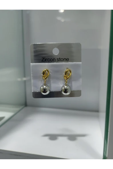 Jadem Gold Çelik Zirkon taşlı Küpe ürün görseli 1