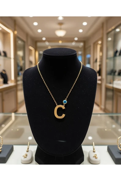 Jadem Gold C harfli Çelik Kolye - Resim 7