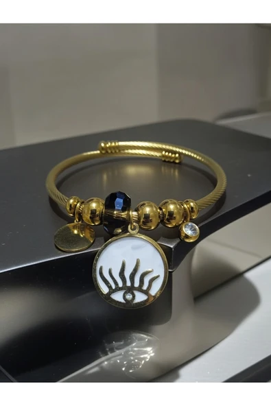 Jadem Gold Göz Zirkon Taşlı Paslanmaz Çelik Charm Bileklik ürün görseli 1