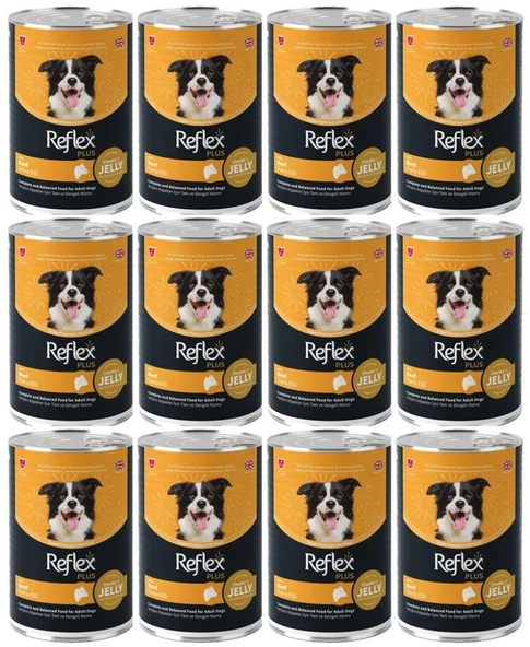Reflex Plus Jöle İçinde Dana Etli Yetişkin Konserve Köpek Maması 400 Gr*12 ADET ürün görseli 1