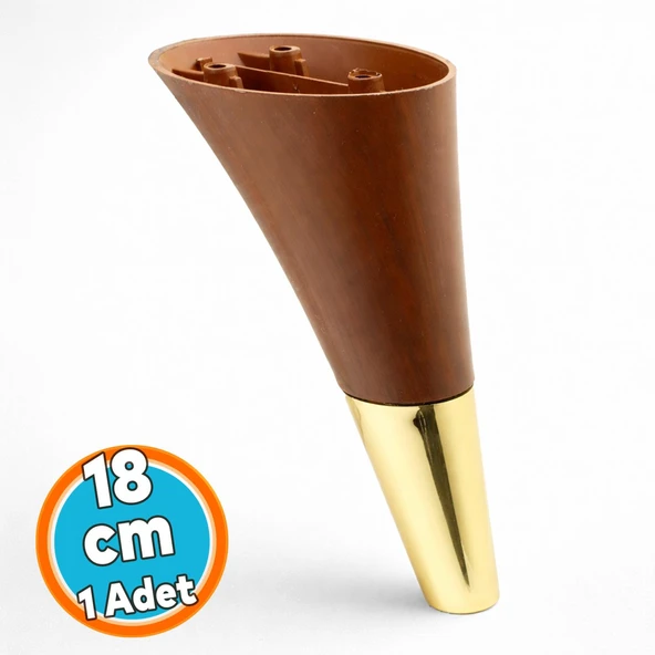 Mobilya Kanepe Tv Ünitesi Konsol Koltuk Ayağı Ahşap Desenli Ceviz Altın Renk 18 Cm Ayak ürün görseli 1