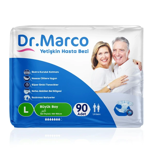 Dr. Marco  Belbantlı Hasta Bezi L-Large Beden 90 Adet ürün görseli 1