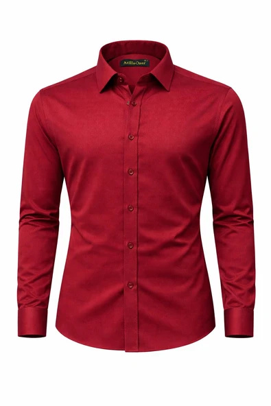 Atilla Özer Slim Fit Pamuk Saten Uzun Kol Erkek Gömlek - 7534 ürün görseli 1