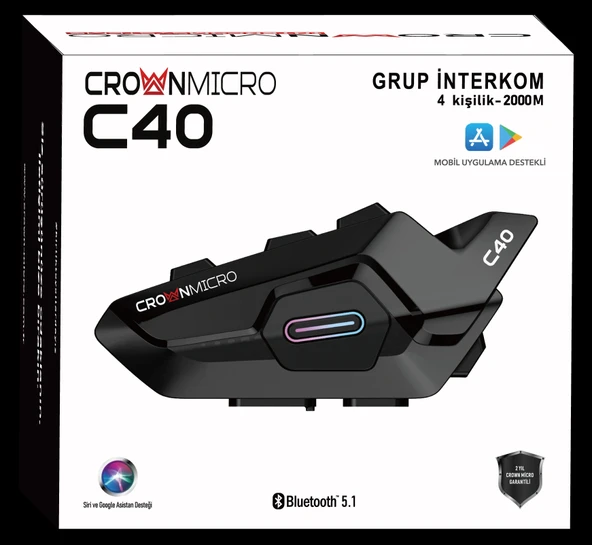 Crown Micro C40 Bluetooth Intercom Kulaklık Seti - Resim 6