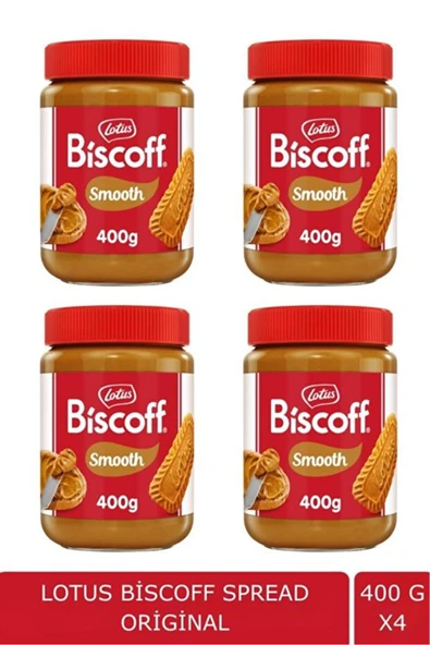 Lotus Biscoff Creamy Sürülebilir Krem 400 g x4 – Karamelize Bisküvi Lezzetli Set ürün görseli 1