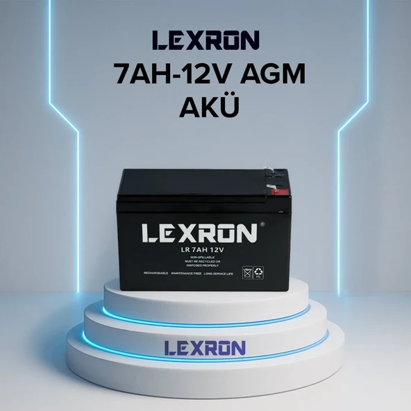 Lexron 7AH-12V AGM Kuru Tip Akü ürün görseli 1