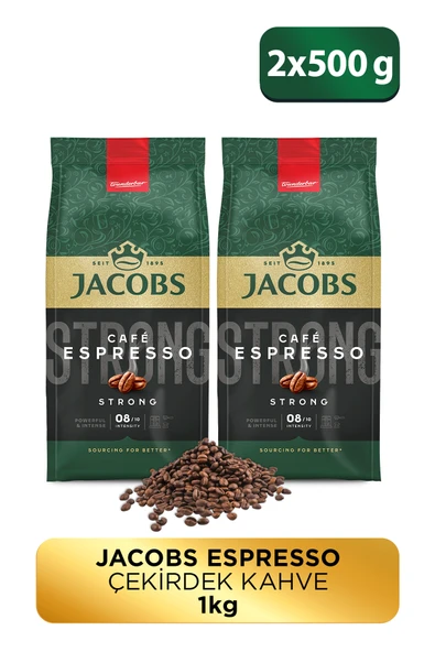 Jacobs Cafe Espresso Çekirdek Kahve 500gr X 2 Adet ürün görseli 1