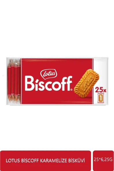 Lotus Biscoff 25×6,25 g Karamelize Mini Bisküvi – Gün Boyu Tatlı Atıştırmalık Keyfi ürün görseli 1