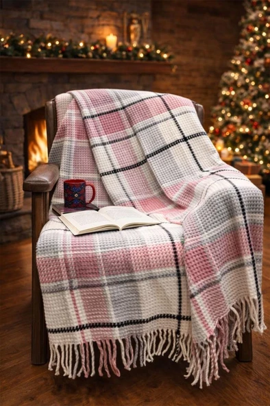 Dinarsu Cozy Life İnka Pamuklu Tv Battaniye 130x170 cm Pembe ürün görseli 1