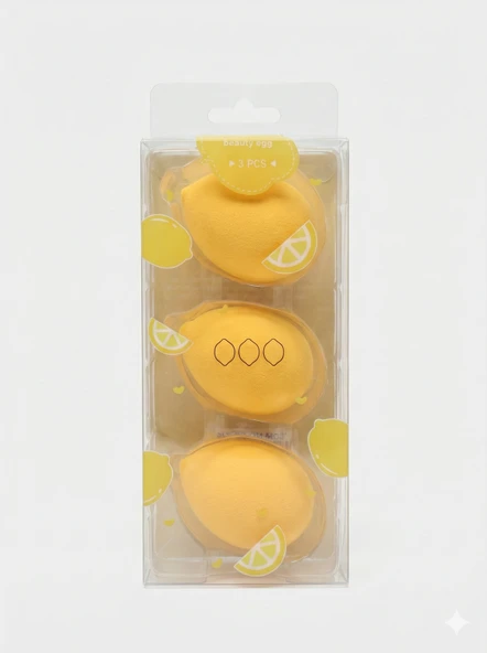 New Well Makyaj Süngeri 3 Lü Limon Meyve Modelli ürün görseli 1