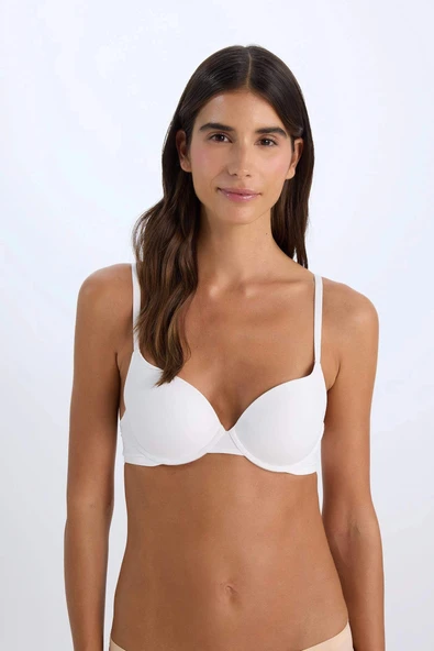 Defacto Z3350 Ekru Push Up Micro Yarım Dolgulu Tişört Bra-Fall in Love ürün görseli 1