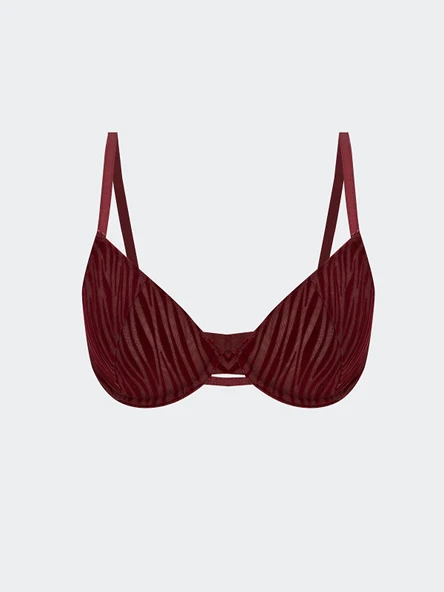 LCW DREAM BORDO Balenli Dolgusuz Dantelli Tişört Sütyen ürün görseli 1