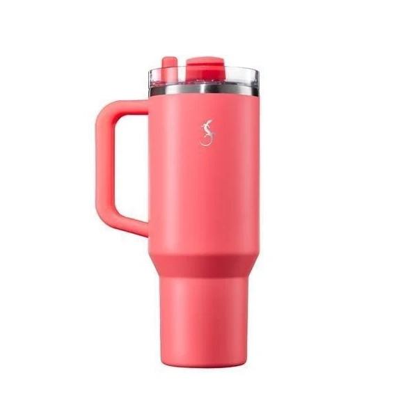 Lurch - “Big Cup” 1.2 L Mercan Pembe, Paslanmaz Çelik Termos - Uzatılabilir Pipetli, Çift Cidarlı, Sızdırmaz - 240876 ürün görseli 1