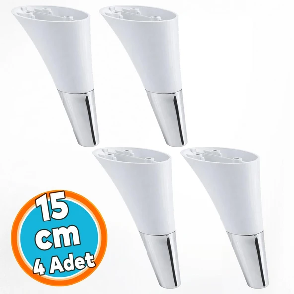 Mobilya Kanepe Sehpa Tv Ünitesi Baza Koltuk Ayağı Beyaz Renk 15 Cm Ayakları (4 Adet) ürün görseli 1