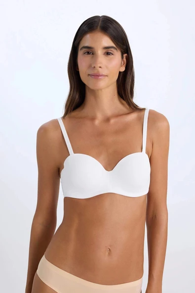 Defacto Y3730 Ekru Boş Kap Toparlayıcı Dolgusuz Straplez Basic Bra-Fall in Love ürün görseli 1
