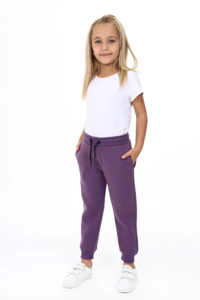 Toontoy Kız Çocuk Baskılı Beli Paçası Lastikli Cepli Basic Jogger Eşofman Altı 3 İplik Şardonlu ürün görseli 1