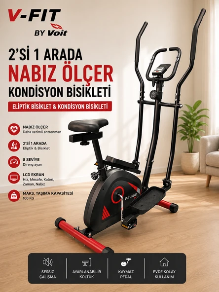 Voit V-Fit By 2’si 1 Arada Manyetik Eliptik & Kondisyon Bisikleti ürün görseli 1
