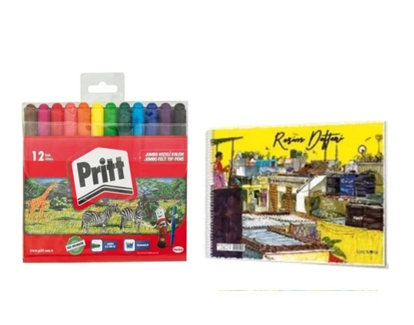 Pritt Jumbo Keçeli Kalem ve Resim Defteri 17x24cm 2 li set ürün görseli 1
