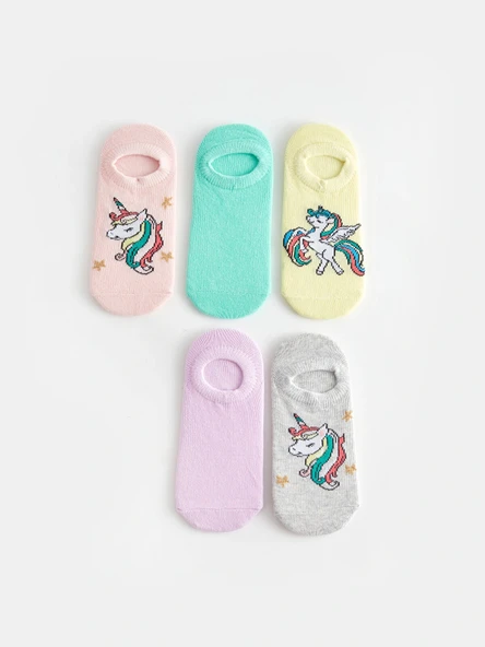 LCW Kids Pembe Desenli Kız Çocuk Sneaker Çorap 5'li ürün görseli 1