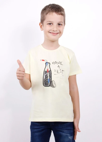 Toontoy Erkek Çocuk Baskılı Bisiklet Yaka Kısa Kollu Tişört ürün görseli 1