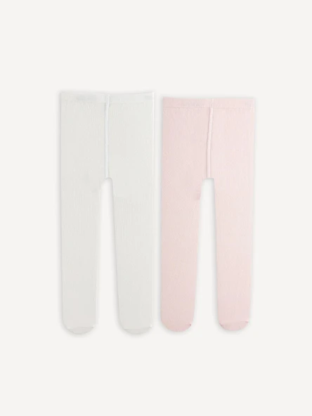 LCW baby Pembe Basic Kız Bebek Külotlu Çorap 2'li ürün görseli 1