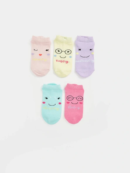 LCW Kids Pembe Desenli Kız Çocuk Patik Çorap 5'li ürün görseli 1