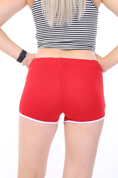 Toontoy Kadın Beli Lastikli Crop Şort - Resim 3