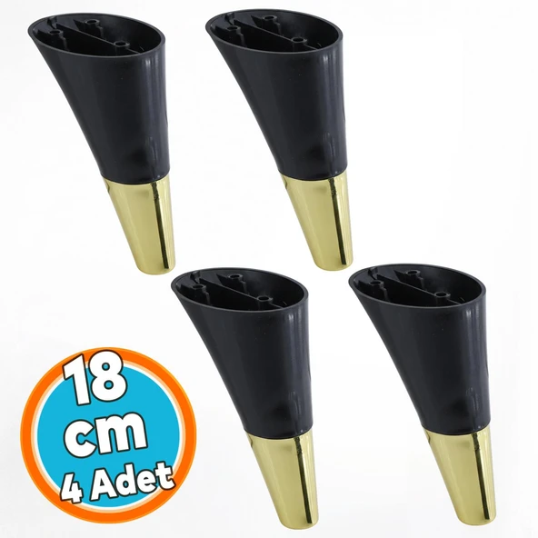 Mobilya Kanepe Yükseltici Tv Ünitesi Konsol Koltuk Ayağı Siyah Gold Renk 18 Cm Ayakları 4 Adet ürün görseli 1