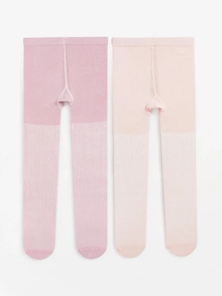 LCW baby Pembe Kız Bebek Külotlu Çorap 2'li ürün görseli 1