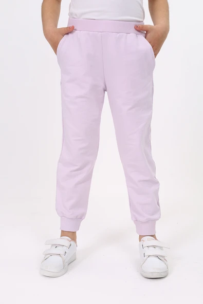 Toontoy Kız Çocuk Beli Paçası Ribanalı Cepli Basic Jogger Eşofman Altı 2 İplik ürün görseli 1