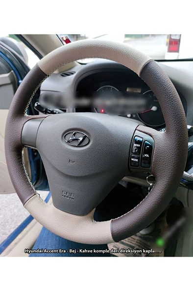 Hyundai Accent Era Araca Özel Direksiyon Kılıfı (KREM KAHVERENGİ) ürün görseli 1