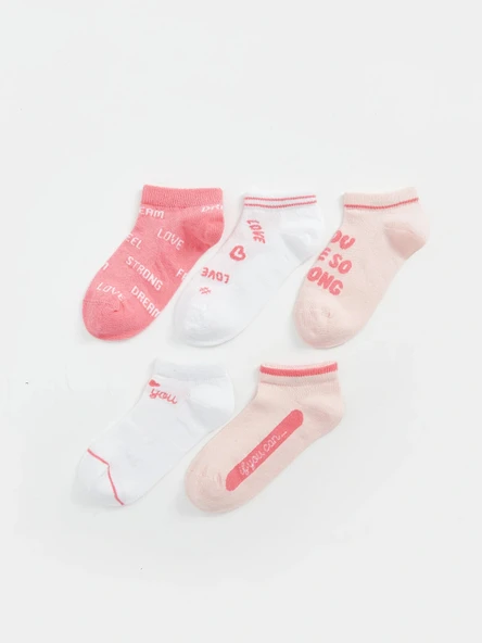 LCW Kids Pembe Desenli Kız Çocuk Patik Çorap 5'li ürün görseli 1