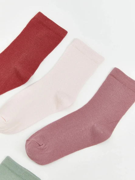 LCW baby Pembe Basic Kız Bebek Soket Çorap 5'li - Resim 2
