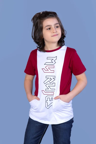 Toontoy Erkek Çocuk Baskılı Bisiklet Yaka Cepli Kısa Kollu Tişört - Renk Bloklu ürün görseli 1