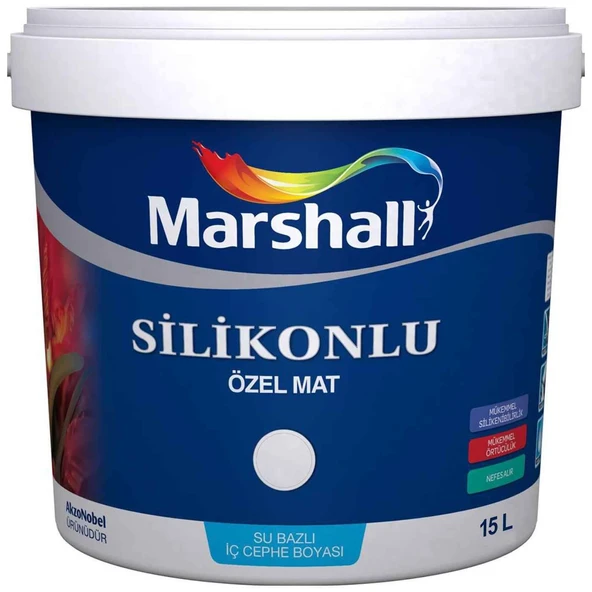 Marshall Özel Mat Duvar Boyası 15LT=20KG+Tam Silinebilir-Parlak-Hızlı Kuruma-Uzun Ömürlü-Ultra Yapışma ürün görseli 1