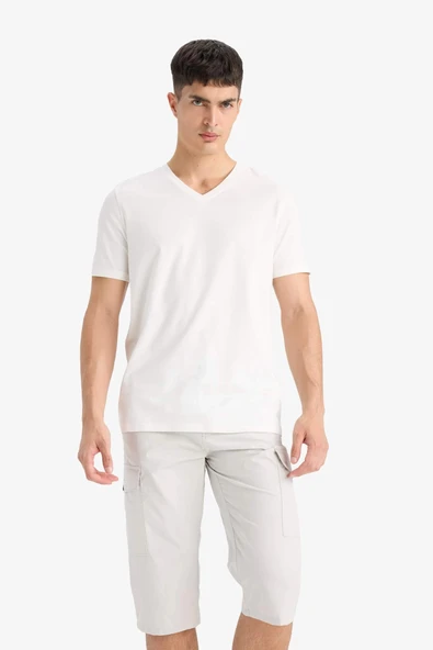 Defacto E5363 Gri %100 Pamuk Regular Fit Kapri - Resim 5