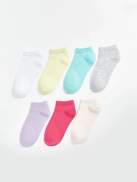 LCW Kids Pembe Basic Kız Çocuk Patik Çorap 7'li ürün görseli 1