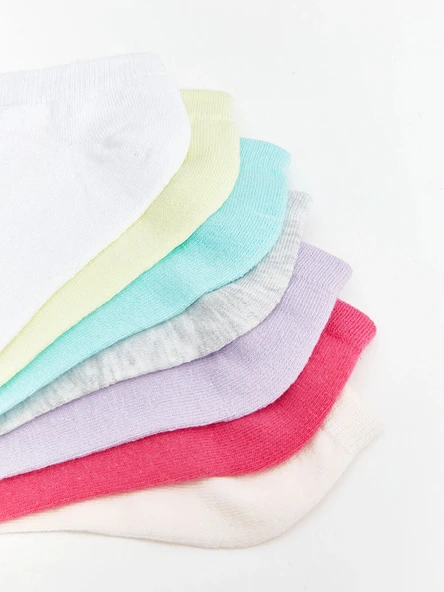 LCW Kids Pembe Basic Kız Çocuk Patik Çorap 7'li - Resim 3