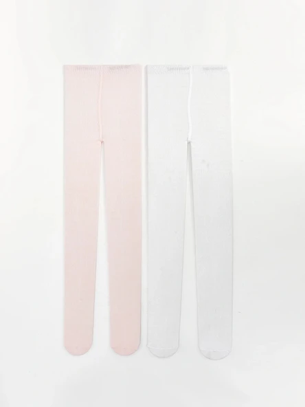 LCW baby Pembe Basic Kız Bebek Külotlu Çorap 2'li ürün görseli 1