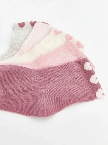 LCW baby Pembe Basic Kız Bebek Soket Çorap 5'li - Resim 3