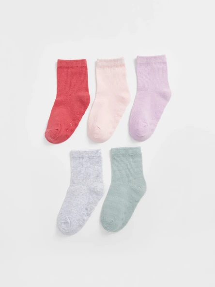 LCW baby Pembe Basic Kız Bebek Soket Çorap 5'li ürün görseli 1
