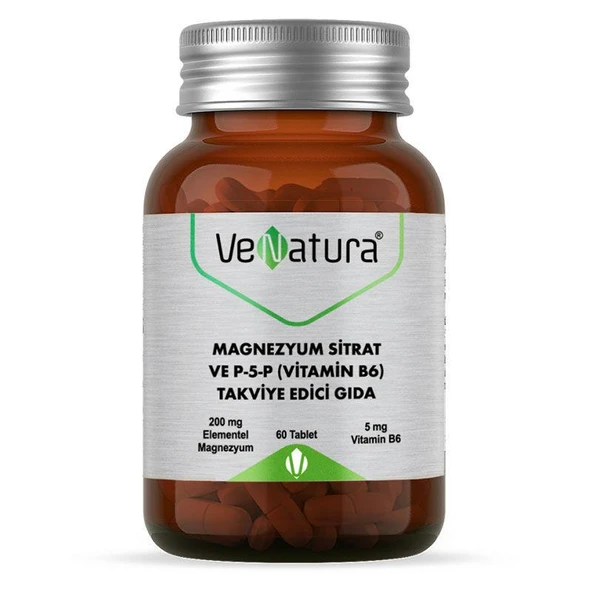 VeNatura Magnezyum Sitrat ve P-5-P (Vitamin B6) Takviye Edici Gıda 60 Tablet ürün görseli 1