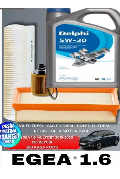 DELPHİ Fıat Egea 1.6 Multıjet 2015-2016-2020 120 Bg 5w30 5lt Dpf Li 2025 Yag Bakım Seti ürün görseli 1
